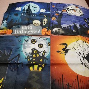 (Only Covers) Set of 4 Halloween Pillow Covers Fall Throw Pillow Cases 18x18